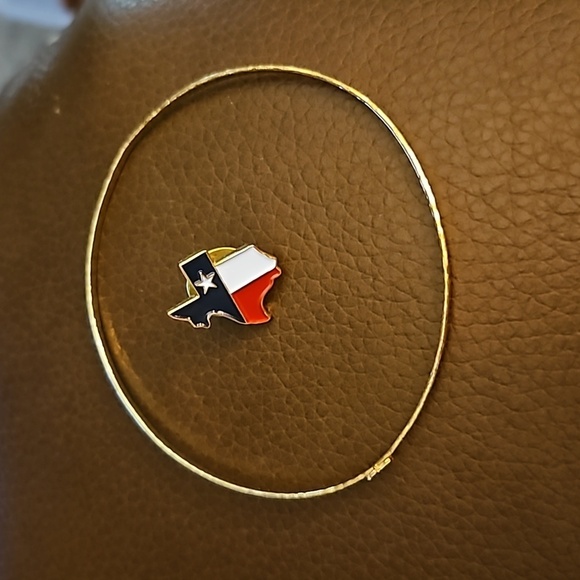 Dainty Hammered Thin Texas State Bracelet and Lapel Pin - Picture 2 of 5
